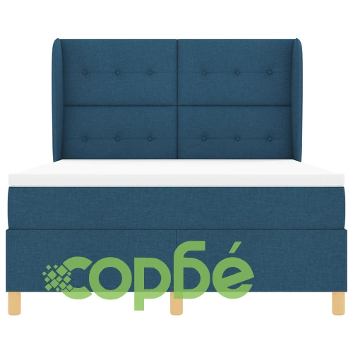 Луксозно двойно легло с матрак - 160x200 см, Текстилна тапицерия в синьо ➤ топ цена ➤ sorbe.bg