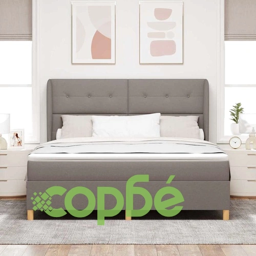 Кутия със спална основа и матрак от текстил, Таупе, 180x200 см ➤ топ цена ➤ sorbe.bg