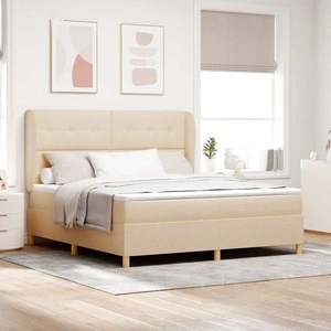 Кутия със спална основа и матрак от текстил, тъмно сив/крем, 90x190 см