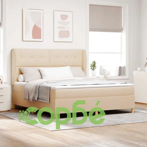 Кутия със спална основа и матрак от текстил, тъмно сив/крем, 90x190 см ➤ топ цена ➤ sorbe.bg