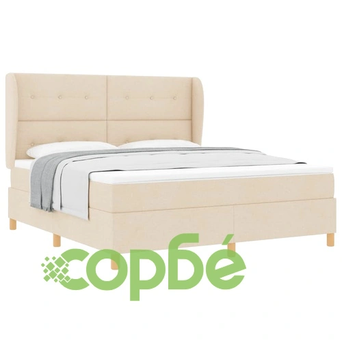 Кутия със спална основа и матрак от текстил, тъмно сив/крем, 90x190 см ➤ топ цена ➤ sorbe.bg