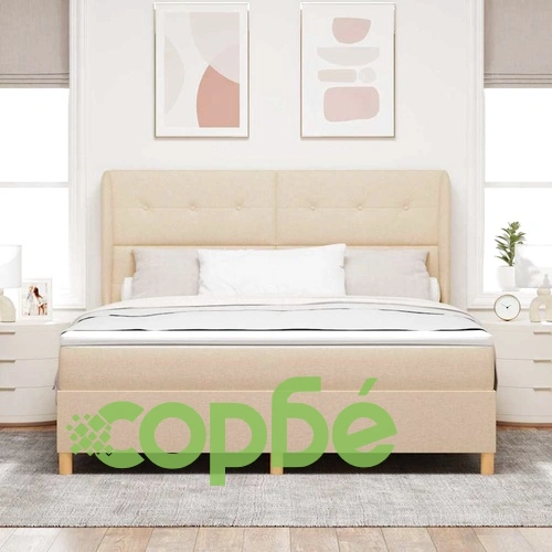 Кутия със спална основа и матрак от текстил, тъмно сив/крем, 90x190 см ➤ топ цена ➤ sorbe.bg