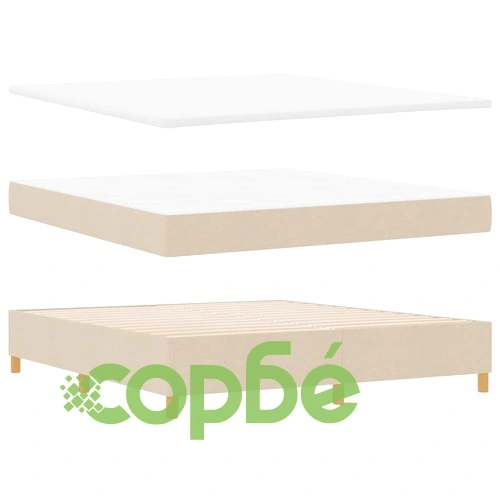 Кутия със спална основа и матрак от текстил, тъмно сив/крем, 90x190 см ➤ топ цена ➤ sorbe.bg