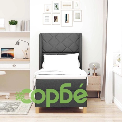 Кутия със спална основа и матрак от текстил тъмносив 80x200 см ➤ топ цена ➤ sorbe.bg