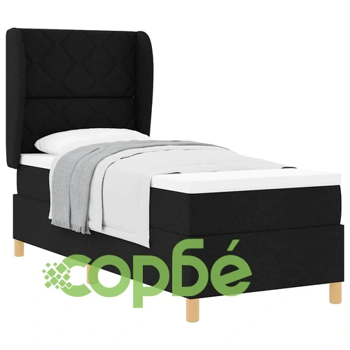 Кутия със спална основа и матрак от текстил 80x200 см черно ➤ топ цена ➤ sorbe.bg