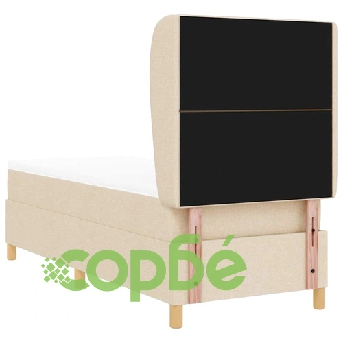 Кутия със спална основа и матрак от текстил крем 80x200 см с регулируема табла ➤ топ цена ➤ sorbe.bg