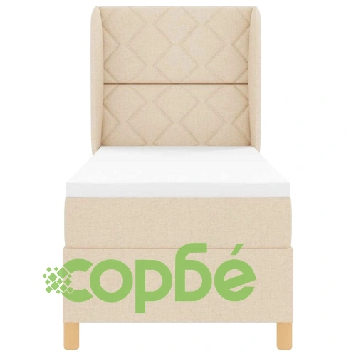 Кутия със спална основа и матрак от текстил крем 80x200 см с регулируема табла ➤ топ цена ➤ sorbe.bg