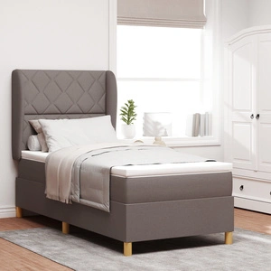 Единично легло с матрак 90x190 см от текстил в цвят таупе