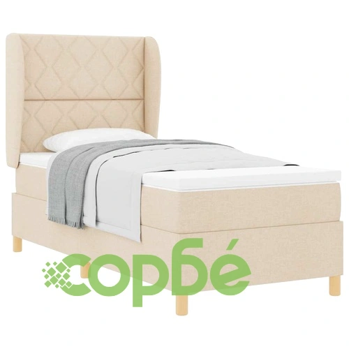 Спално легло с матрак и топер тъмносив 90x190 см текстил ➤ топ цена ➤ sorbe.bg