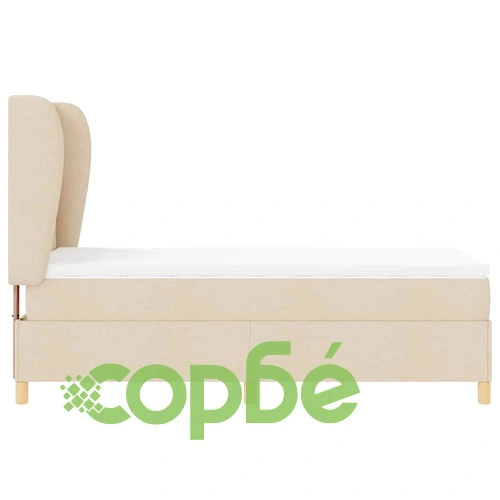 Кутия със спална основа и матрак от текстил крем 90x200 см ➤ топ цена ➤ sorbe.bg