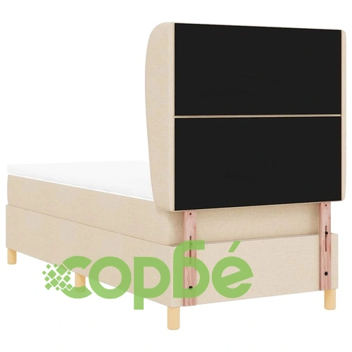 Кутия със спална основа и матрак от текстил крем 90x200 см ➤ топ цена ➤ sorbe.bg