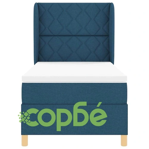 Кутия със спална основа и матрак от текстил 100x200 см - синьо ➤ топ цена ➤ sorbe.bg