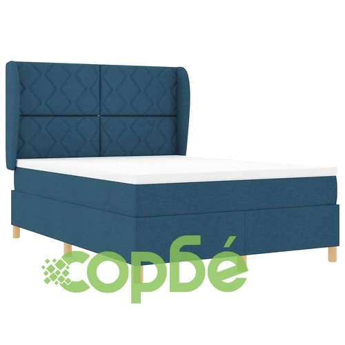 Кутия със спална основа и матрак от текстил синьо 140x190 см ➤ топ цена ➤ sorbe.bg