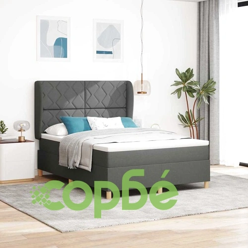 Кутия със спална основа и матрак тъмносив 140x200 см с пружини ➤ топ цена ➤ sorbe.bg