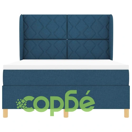 Кутия със спална основа и матрак от текстил синьо 140x200 см ➤ топ цена ➤ sorbe.bg