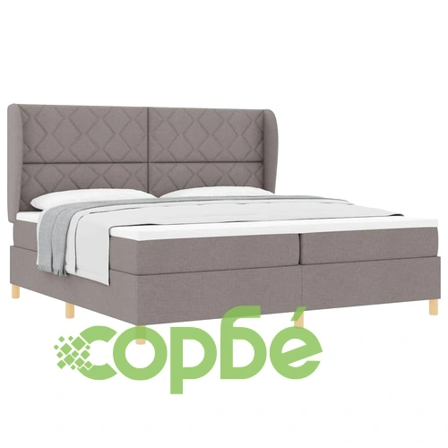 Кутия със спална основа и матрак от текстил, тъмно сив цвят, 90x190 см, Таупе ➤ топ цена ➤ sorbe.bg