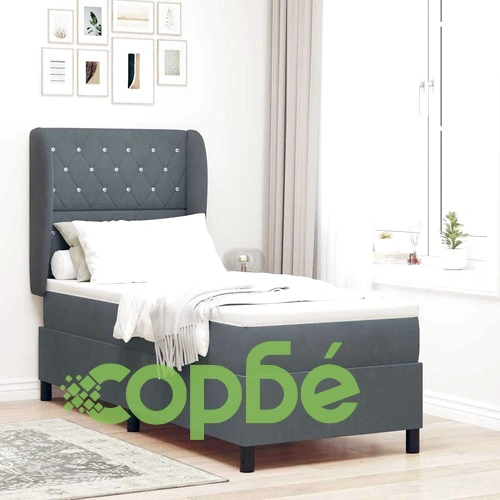 Легло с пружинна основа и матрак тъмносиво 80x200 см кадифе ➤ топ цена ➤ sorbe.bg