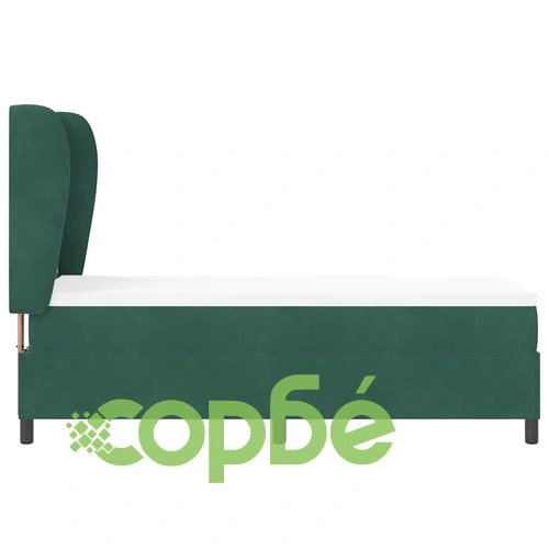 Легло с пружинна основа и матрак тъмнозелено 80x200 см кадифе ➤ топ цена ➤ sorbe.bg