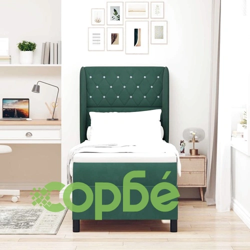 Легло с пружинна основа и матрак тъмнозелено 80x200 см кадифе ➤ топ цена ➤ sorbe.bg