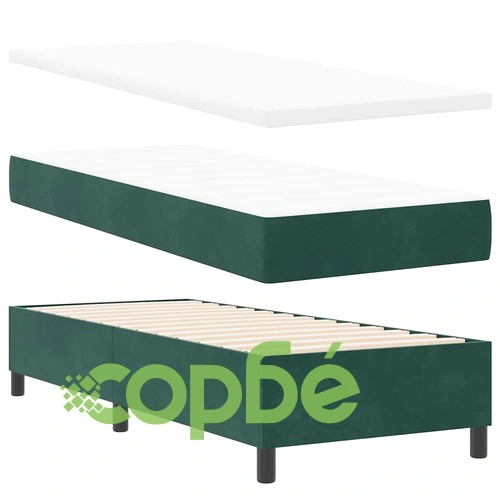 Легло с пружинна основа и матрак тъмнозелено 80x200 см кадифе ➤ топ цена ➤ sorbe.bg