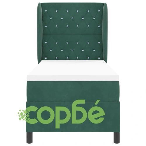 Легло с пружинна основа и матрак тъмнозелено 80x200 см кадифе ➤ топ цена ➤ sorbe.bg