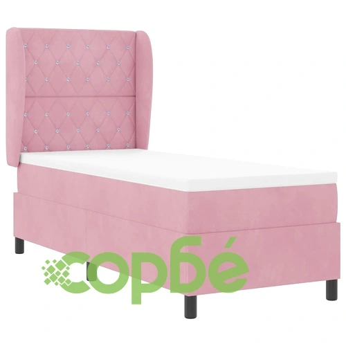 Легло с пружинирана основа и матрак 80x200 см кадифе розово ➤ топ цена ➤ sorbe.bg