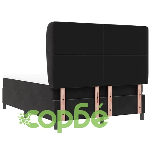 Легло с пружинирана основа и матрак черно кадифе 140x190 см ➤ топ цена ➤ sorbe.bg