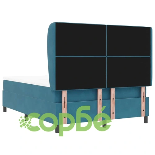 Легло с пружинирана основа и матрак тъмносиньо 140x190 см кадифе ➤ топ цена ➤ sorbe.bg