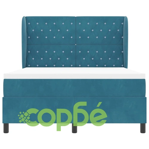 Легло с пружинирана основа и матрак тъмносиньо 140x190 см кадифе ➤ топ цена ➤ sorbe.bg