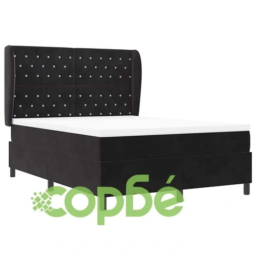 Легло с пружинирана основа и матрак 160x200 см черно кадифе ➤ топ цена ➤ sorbe.bg