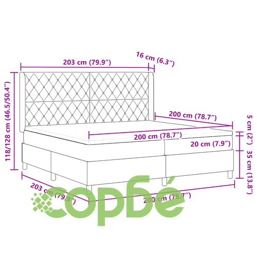 Кутия с пружинно легло с матрак 200x200 см, тъмно сив велур ➤ топ цена ➤ sorbe.bg
