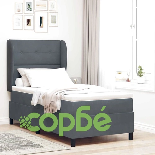 Легло с пружинирана основа и матрак тъмносиво 80x200 см кадифе ➤ топ цена ➤ sorbe.bg