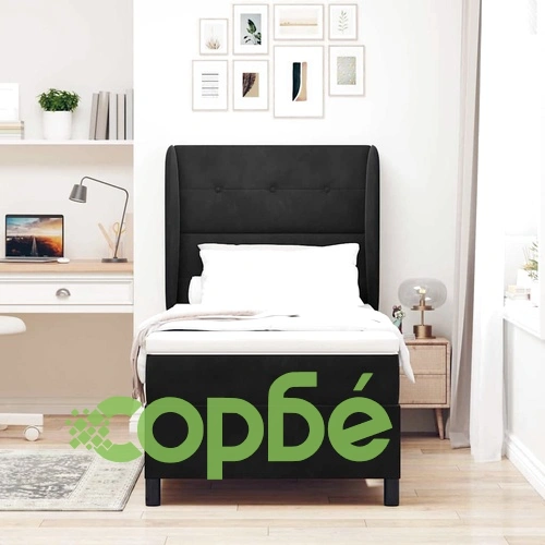 Легло с пружинна основа и матрак черно 80x200 см кадифе ➤ топ цена ➤ sorbe.bg