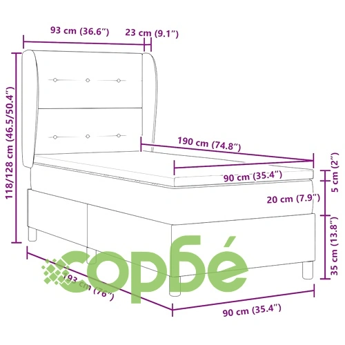 Легло с пружинна основа и матрак розово 90x190 см кадифе ➤ топ цена ➤ sorbe.bg