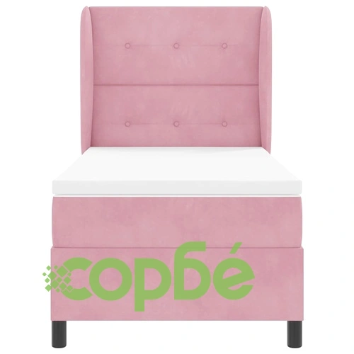 Легло с пружинна основа и матрак розово 90x190 см кадифе ➤ топ цена ➤ sorbe.bg