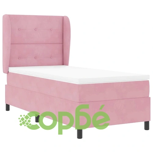 Легло с пружинна основа и матрак розово 90x190 см кадифе ➤ топ цена ➤ sorbe.bg