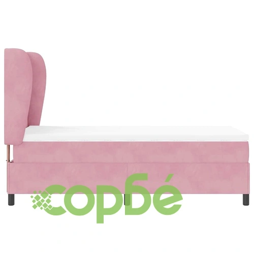 Легло с пружинна основа и матрак розово 90x190 см кадифе ➤ топ цена ➤ sorbe.bg