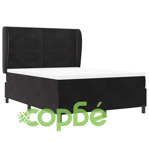 Легло с пружинирана основа и матрак 140x200 см черно кадифе ➤ топ цена ➤ sorbe.bg