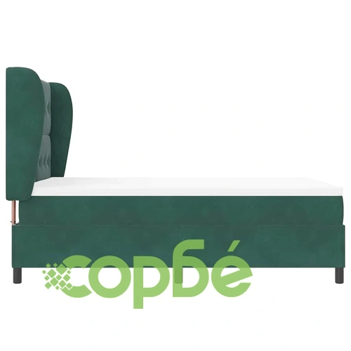 Легло с пружинирана основа, тъмнозелено, 160x200 см, кадифе ➤ топ цена ➤ sorbe.bg