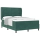 Легло с пружинирана основа, тъмнозелено, 160x200 см, кадифе