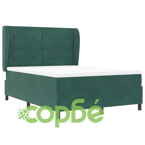 Легло с пружинирана основа, тъмнозелено, 160x200 см, кадифе ➤ топ цена ➤ sorbe.bg