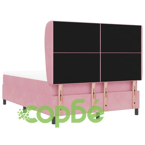 Легло с пружинирана основа и матрак розово 160x200 см кадифе ➤ топ цена ➤ sorbe.bg