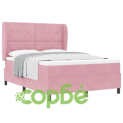 Легло с пружинирана основа и матрак розово 160x200 см кадифе ➤ топ цена ➤ sorbe.bg