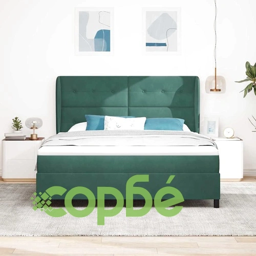 Легло с пружинирана основа и матрак тъмнозелено 180x200 см кадифе ➤ топ цена ➤ sorbe.bg