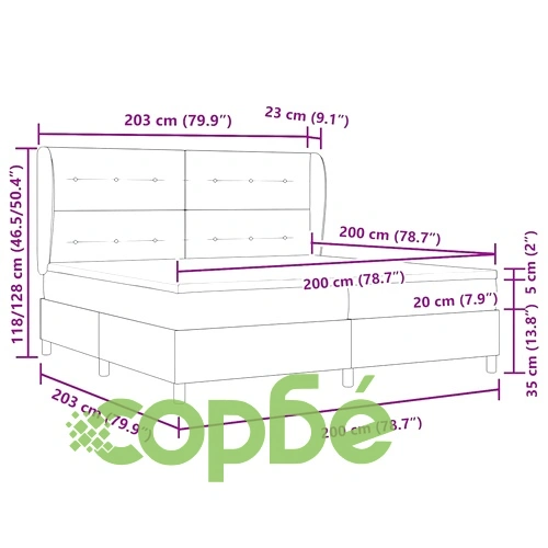 Легло с пружинирана основа и матрак тъмносиньо 200x200 см кадифе ➤ топ цена ➤ sorbe.bg