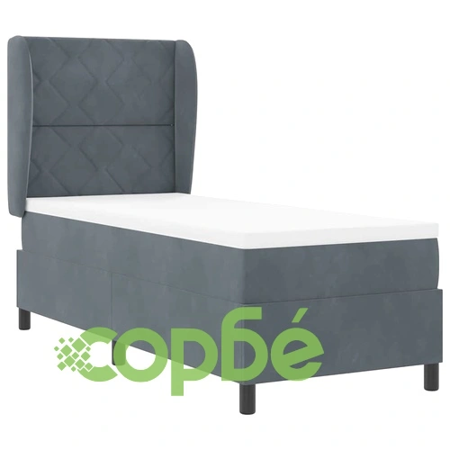 Легло с пружинирана основа и матрак тъмносив 80x200 см кадифе ➤ топ цена ➤ sorbe.bg