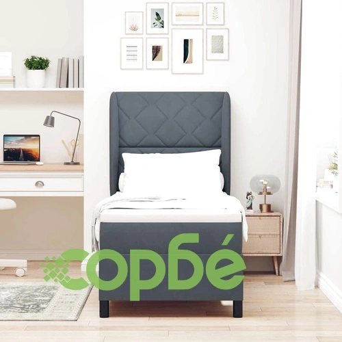 Легло с пружинирана основа и матрак тъмносив 80x200 см кадифе ➤ топ цена ➤ sorbe.bg