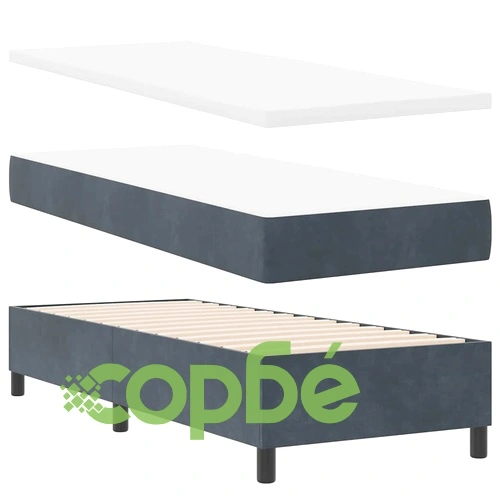 Легло с пружинирана основа и матрак тъмносив 80x200 см кадифе ➤ топ цена ➤ sorbe.bg