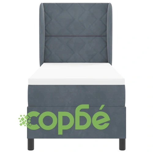Легло с пружинирана основа и матрак тъмносив 80x200 см кадифе ➤ топ цена ➤ sorbe.bg