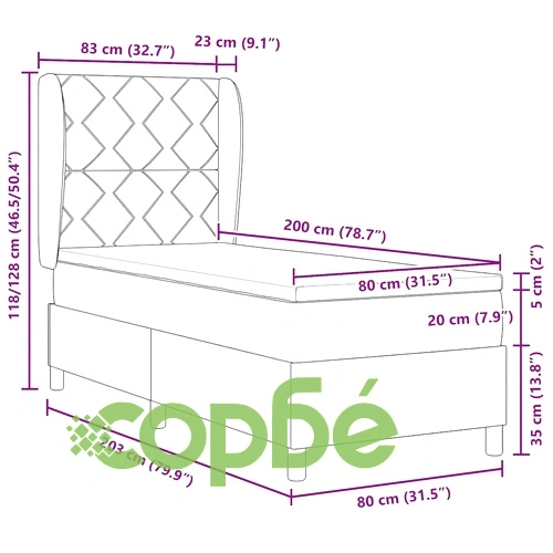 Легло с пружинирана основа и матрак тъмнозелено 80x200 см кадифе ➤ топ цена ➤ sorbe.bg
